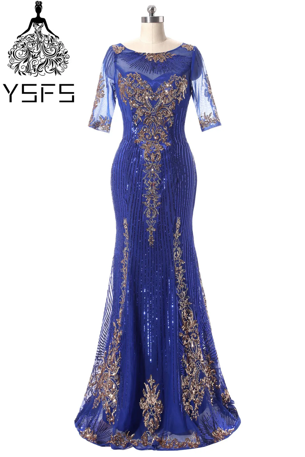 Элегантный в наличии Лидер продаж синий 2017 Платья вечерние блесток Кружева Тюль