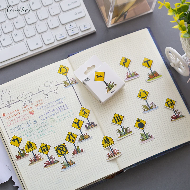 50 шт./лот лесные дорожные знаки миниатюрная бумажная наклейка декоративные