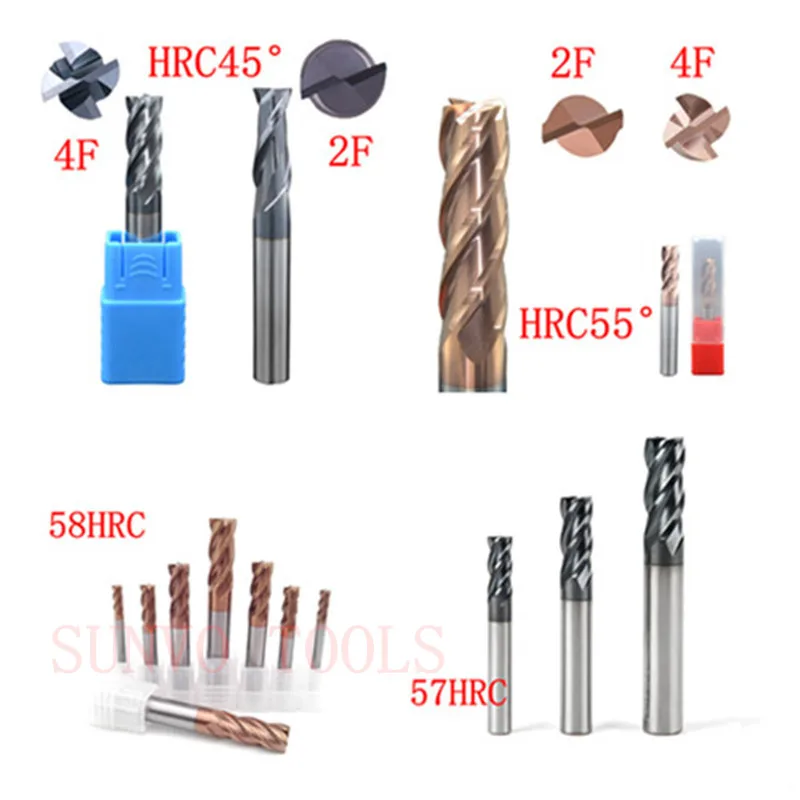 5 шт. 4F 2 флейты HRC45 HRC55 HRC60 HRC65 D6x50MM Вольфрамовая твердосплавная Концевая фреза R3