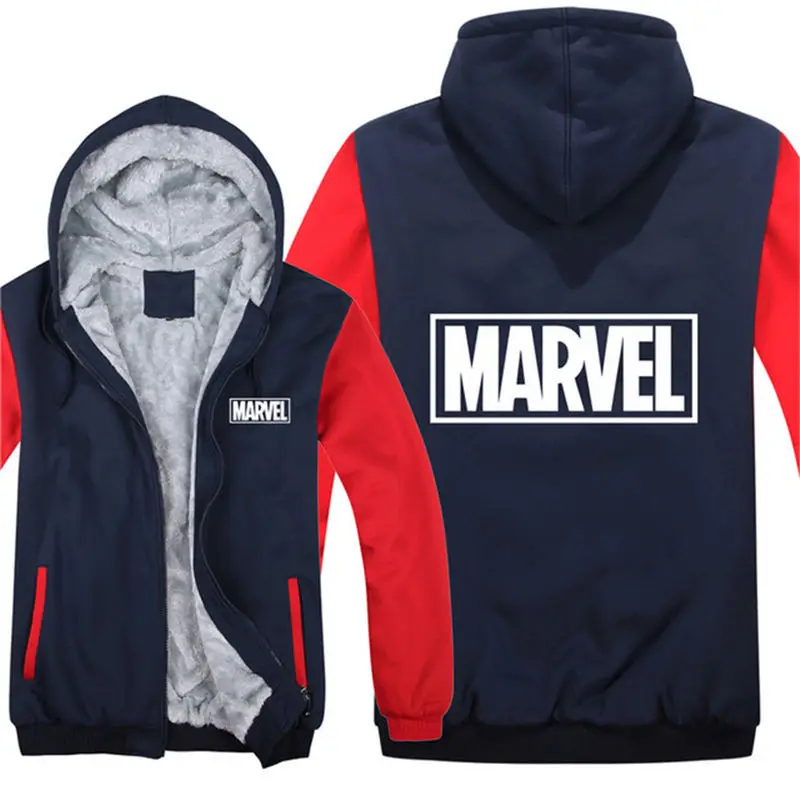 Мода 2019 г. Капитан Америка Marvel молния куртка с капюшоном зимние Ман повседневное