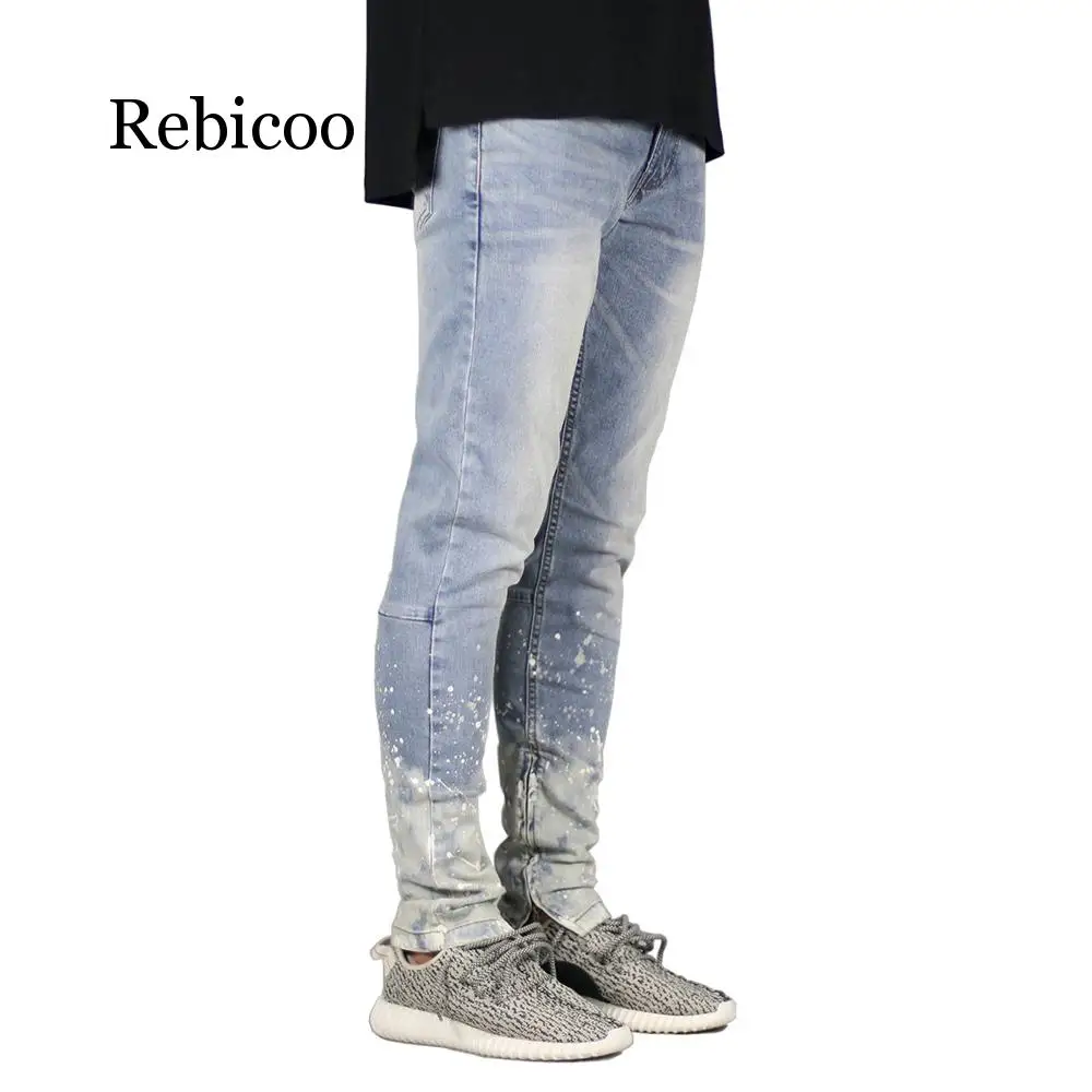 

Men Jeans Design Dot Zipper Fashion Skinny Stretchy Jeans For Men