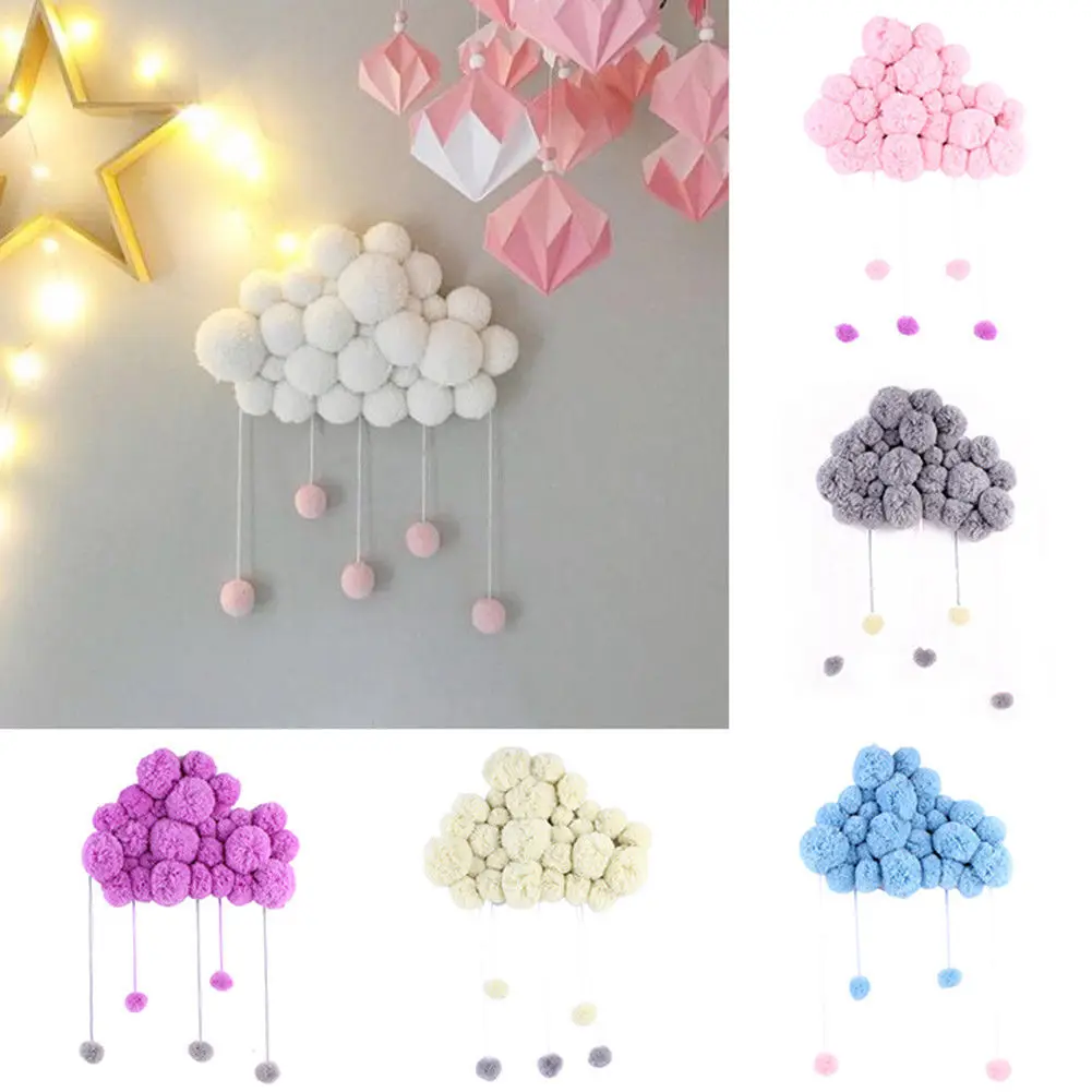 Модные Стиль стены дома висит шар подвесной орнамент плюшевый мяч Girl Room Decor