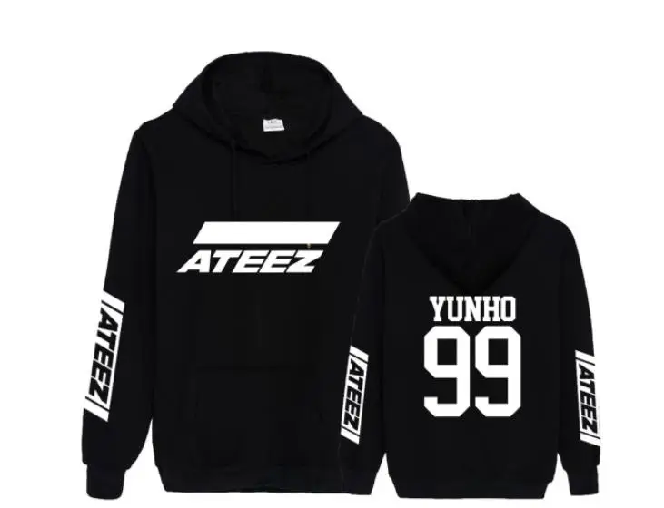 thin Kpop ateez имя члена печать черный/белый пуловер свободные толстовки унисекс k-поп руно ateez Толстовка для на осень-зиму - Цвет: thin