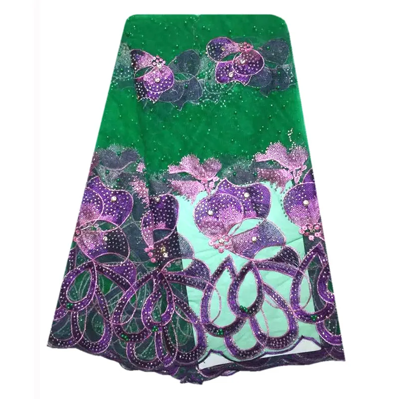 Hot Sale Top Class African Mesh Tulle Net Lace Fabric With Stones And Beads For Party Dress SJN1-33 | Дом и сад