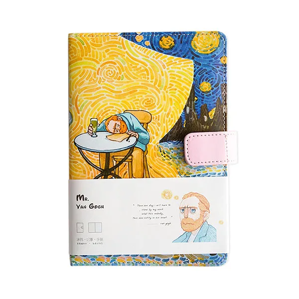 Van Gogh A A5 Ван Гог милый кожаный карманный Bullet Journal планировщик персональный органайзер Еженедельный дневник путешественник блокнот с цветными страницами канцелярские принадлежности - Цвет: Van Gogh A
