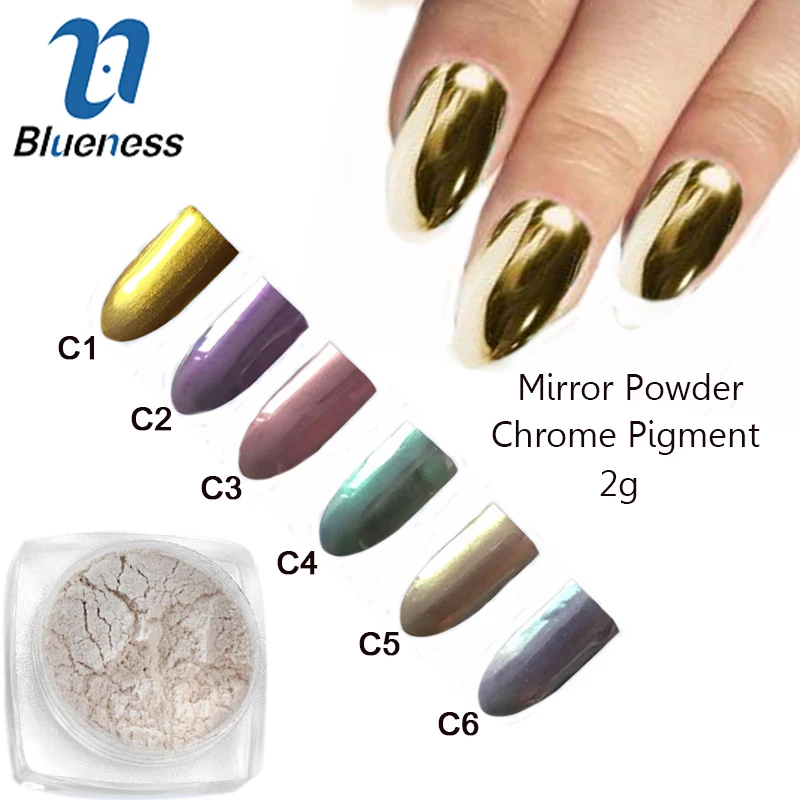 2g/Box Nail Art Mirror Pigment Powder 6 Colors For Your Choice Nails Dust Imports Glitter Manicure JH458|pigment powder|glitter powdernail art powder