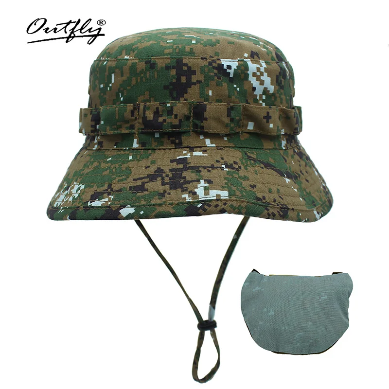 Outfly цифровая камуфляжная армейская шляпа для отдыха на природе Мужская короткая bri шляпа оптом Солнцезащитная бионическая шляпа для джунглей Панама - Цвет: g-coffee4