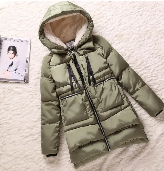 Парка женская толстая ватная красная средней длины|Женские парки| |