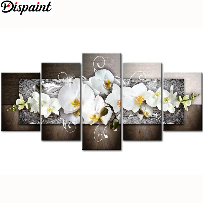 Dispaint 5 шт. полный квадратный/круглый дрель 5D DIY алмазная живопись "Орхидея пион Лилия" мульти-картина комбинация вышивка 5D подарок