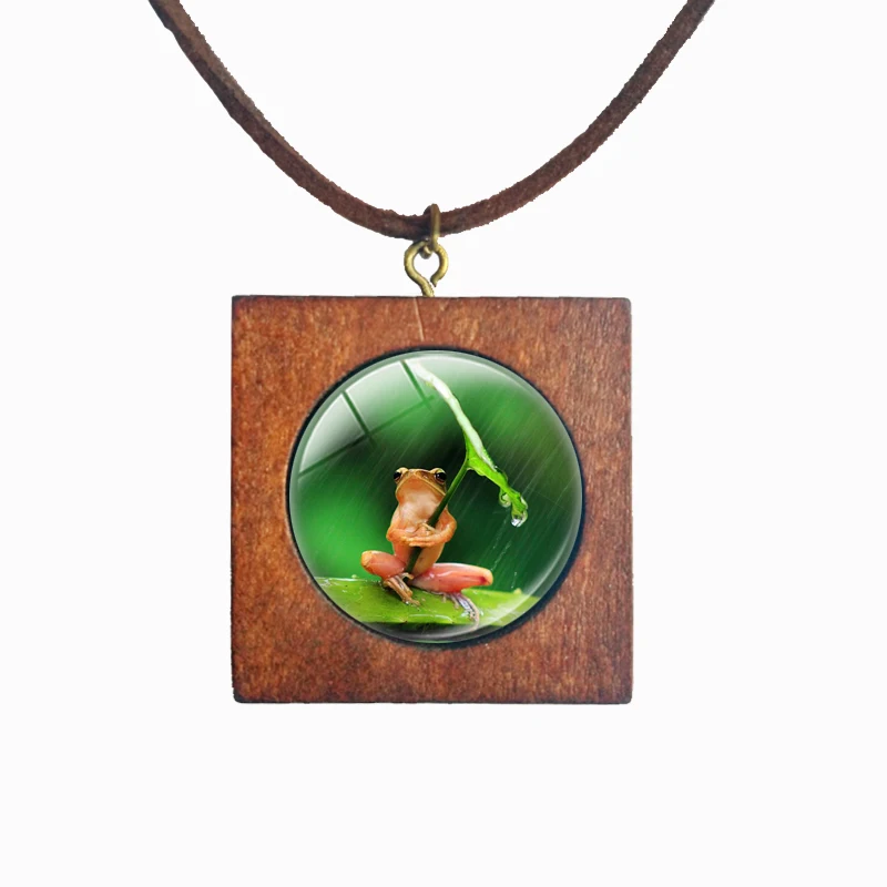 Lol. .. Я жду. Маленькая лягушка стекло кабошон дерево квадратное ожерелье подвеска