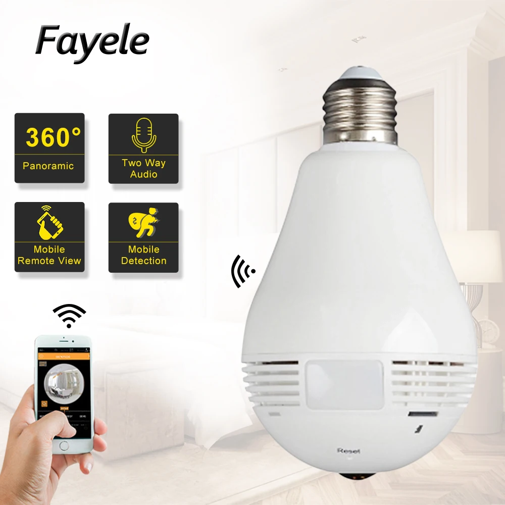 Fayele беспроводная WIFI ip камера волшебная лампа безопасности рыбий глаз 360 VR