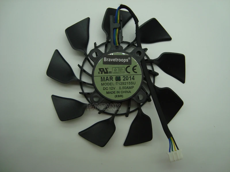 EVERFLOW T129215SU DC 12 В 0.5A VGA карта вентилятор охлаждения для видеокарты ASUS GTX780 GTX780TI R9 280 290 R9 280X 290X