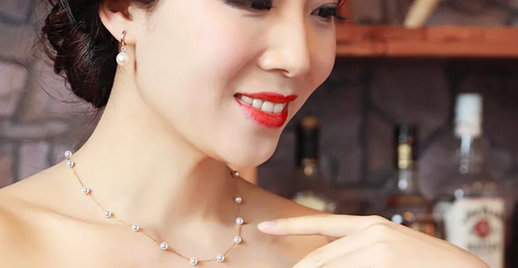 NYMPH 18 K золотые ювелирные изделия натуральный акойя жемчужное ожерелье кулон с 18 k желтое золото/Au750 цепь Модный свадебный подарок для любви [x2001]