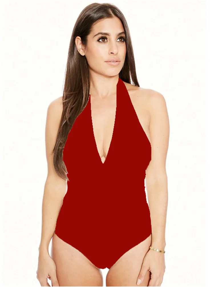2019 European and American women's New 9-color sexy Triangle one-piece top wild shirt Summer Beach Bathing Suits female |