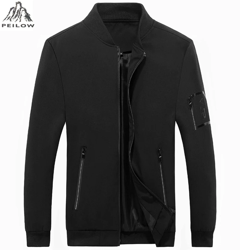 Мужские куртки-бомберы размера плюс 6XL, 7XL, M~ 8XL, мужская мода, Бейсбольный воротник, уличная одежда, пальто в стиле хип-хоп, мужская верхняя одежда, тонкие куртки - Цвет: black