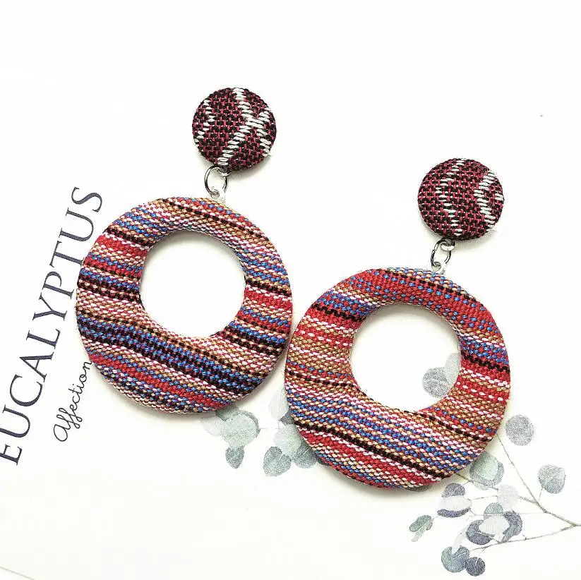 round heng colorful New Dangle Big Round Earrings For Women Fashion Handmade Square Geometric Earrings Statement Drop Earrings - Окраска металла: round heng colorful
