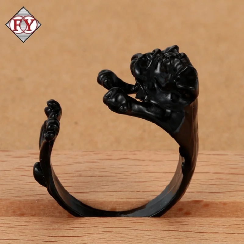 Французский бульдог кольца милый мопс Кольцо Собака Винтаж Цвет Jewelry животных