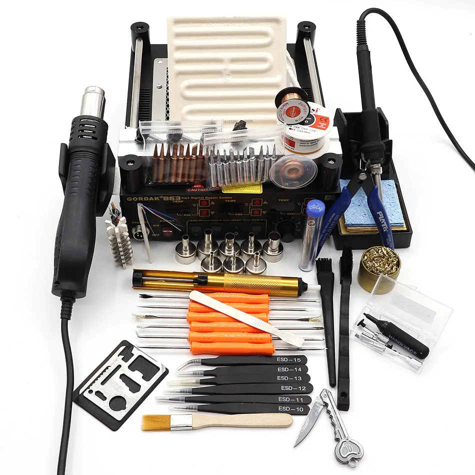D Gordak863anti-static три-в-одном Combination preheatingstationfull цифровой дисплей BGA паяльная станция 12*12 см нагревательная пластина - Цвет: D