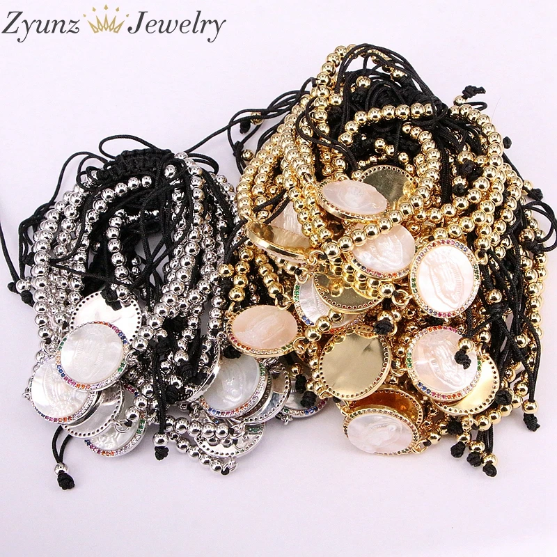 5 шт. браслет из ракушек с кубическим цирконием Дева Мария перламутр