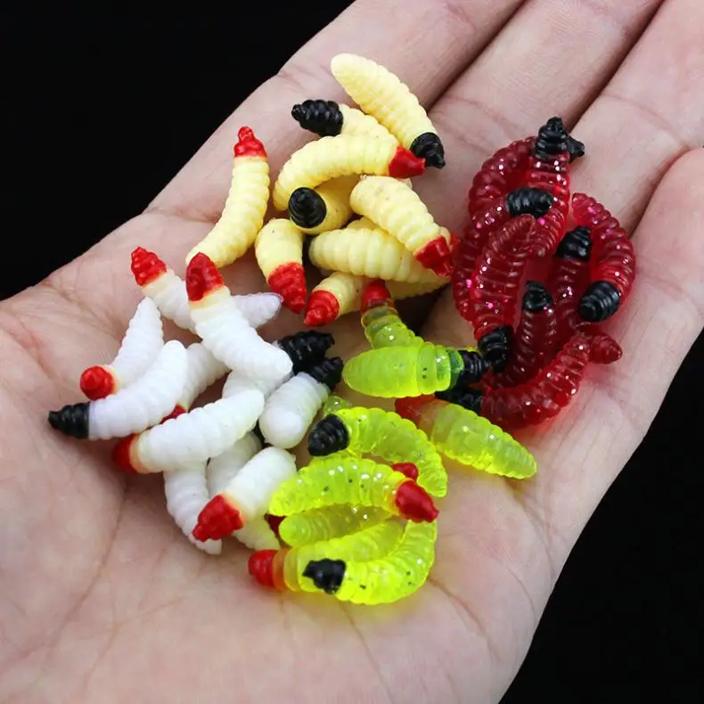 50 шт./лот искусственная приманка Maggot Grub для ловли карпа|Наживки рыбной ловли| |