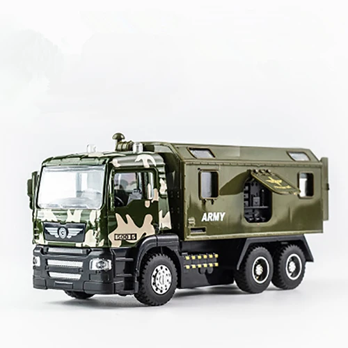 KIDAMI 1:50 инженерный автомобиль транспорт Грузовик сплав оттяните назад Литой модельный автомобиль со звуковым светом игрушка подарок игрушка для детей - Цвет: Miltary truck