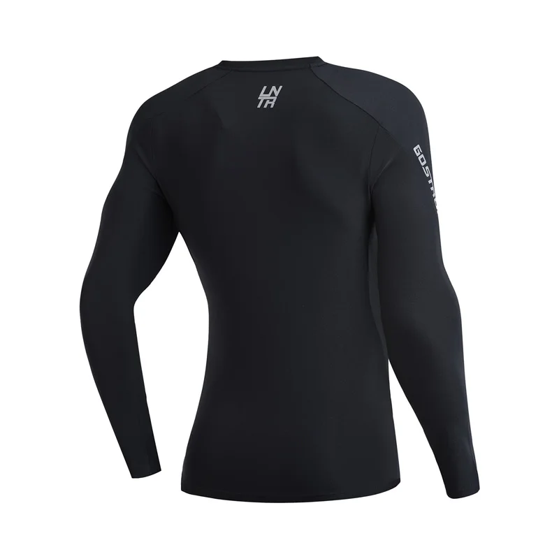 Мужская Тренировочная футболка Li-Ning облегающий спортивный топ с длинными