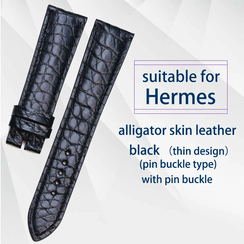 PESNO Suitablf для Hermes Arceau AR7.710.220 AR4.910.330 кожа аллигатора часы Strp мужские часы аксессуары - Цвет ремешка: Thin with Buckle