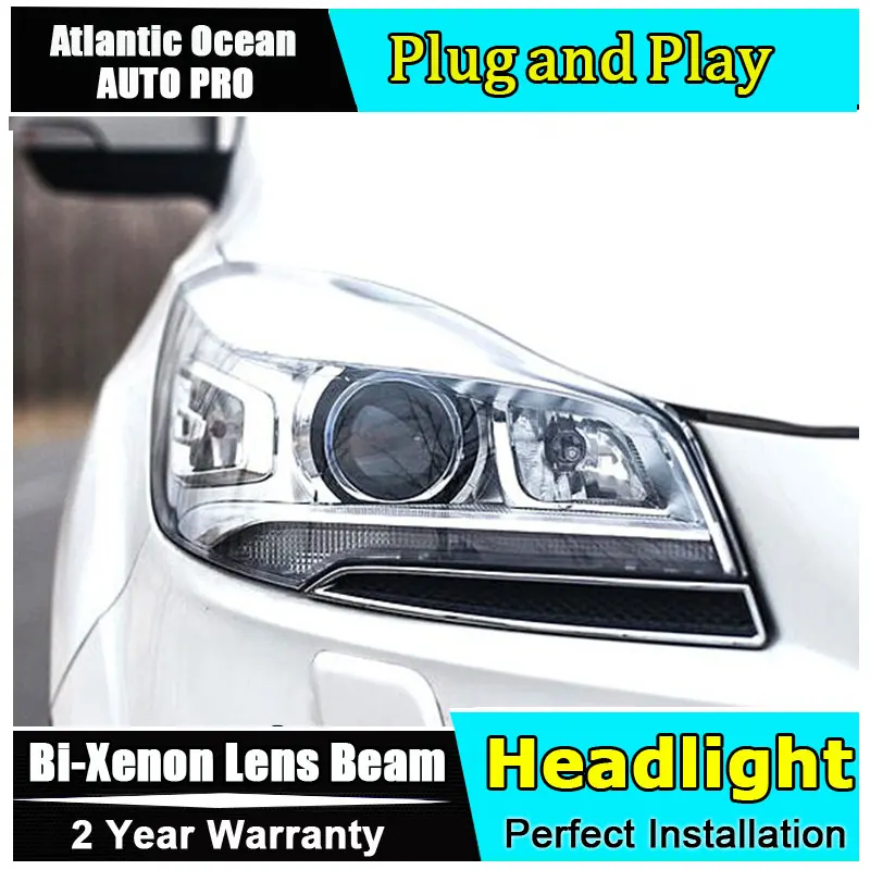 

xenon h7 headlights for ford kuga Escape 2013-2016 LED guide DRL+HID Kit+Bi-xenon Double lens new headlamps car styling