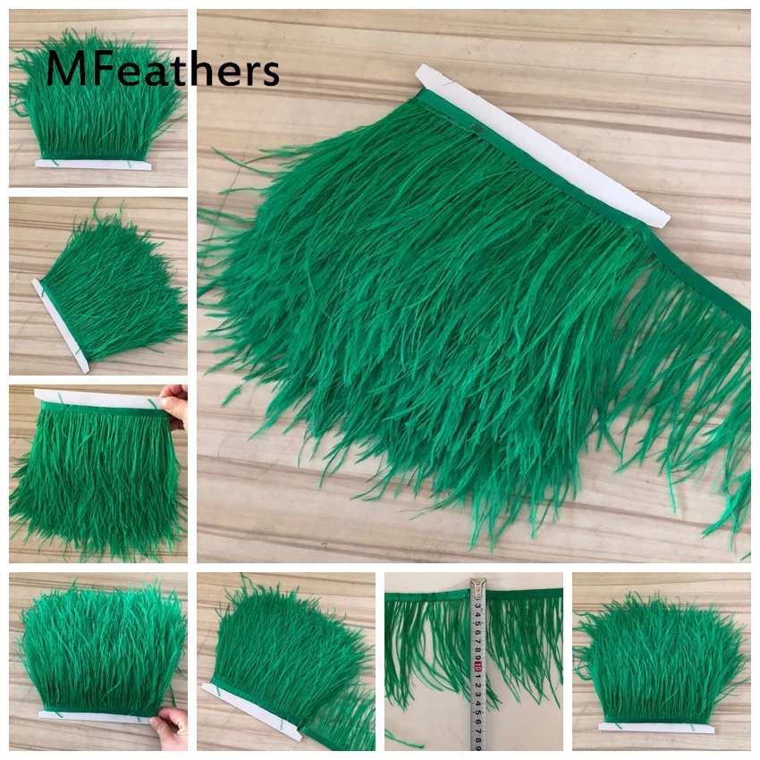 10 метров 10-15 см искусственное зеленое страусиное перо из травы для рукоделия