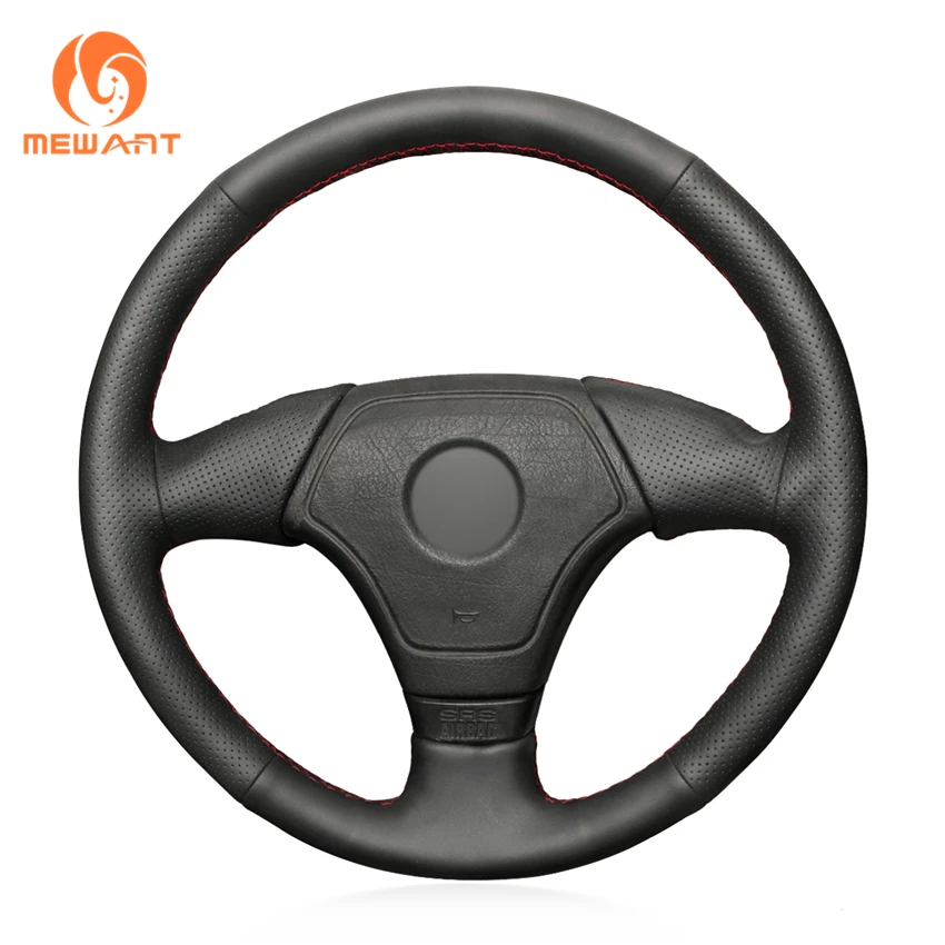 Рука сшитый черный искусственной кожи чехол рулевого колеса автомобиля для BMW E36