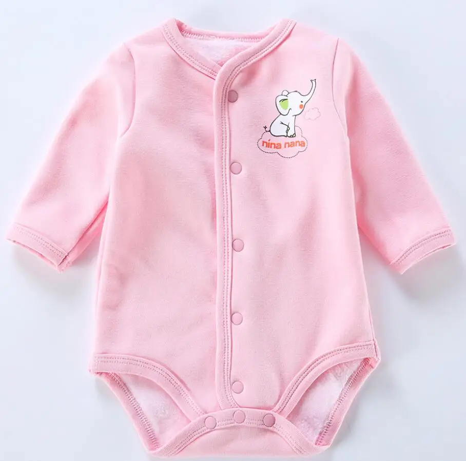 pink Одежда для малышей; плотные теплые детские комбинезоны с длинными рукавами; детская одежда для девочек; Одежда для маленьких мальчиков; комбинезон; детские комбинезоны с застежкой спереди - Цвет: pink