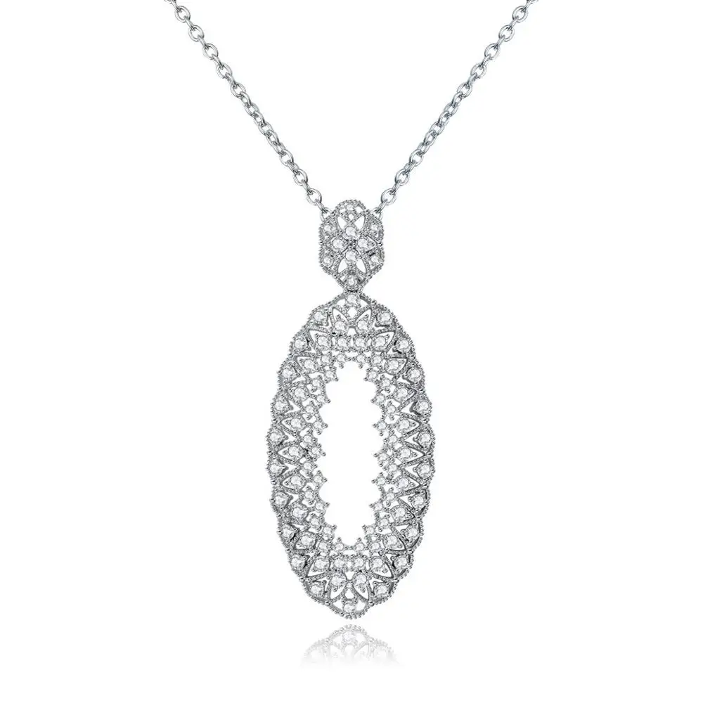 

Trendy Water Drop Cubic Zircon Pendant Chain Necklaces Sparkling Crystal Wedding Dinner Party Jewelry For Women