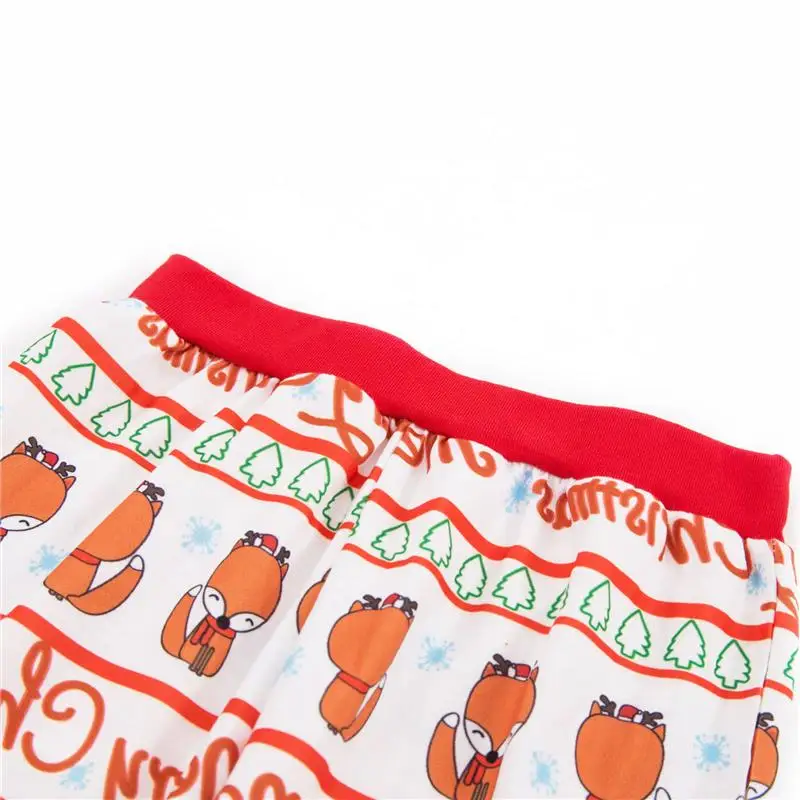 Рождественские пижамы для мальчиков и девочек хлопковая одежда с принтом лисы