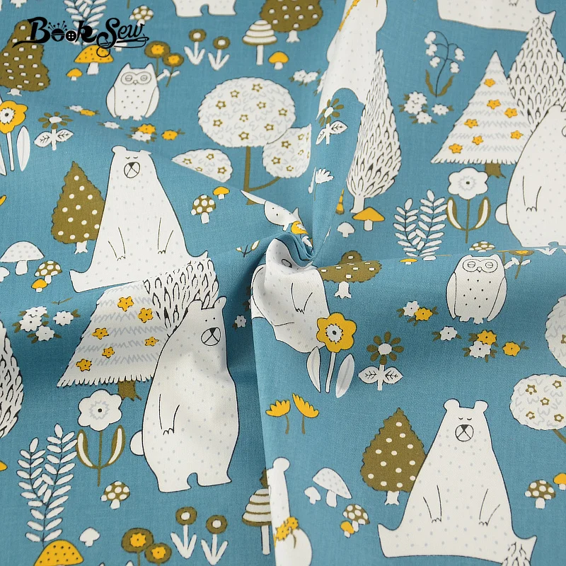 Booksew 100% хлопчатобумажная ткань с саржевым переплетением Мультяшные животные