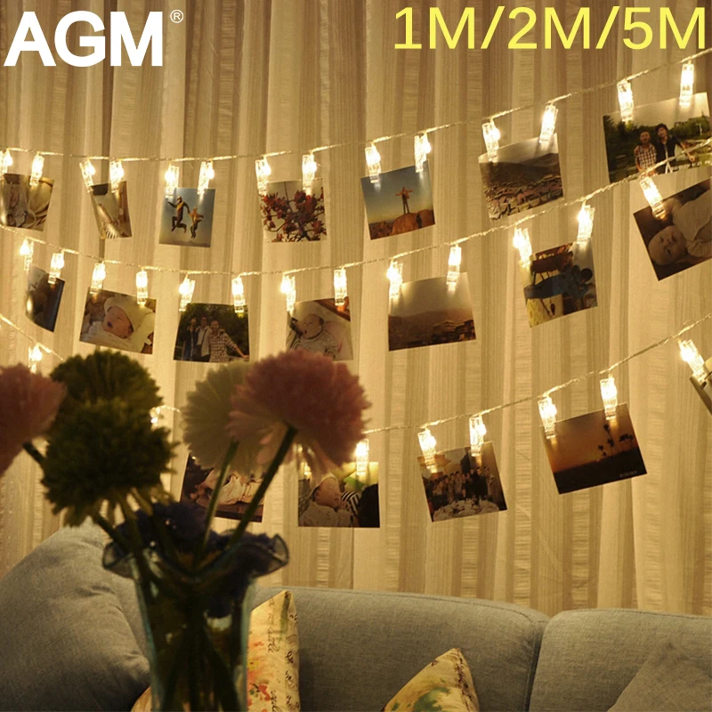 AGM 20LED фото клип светодиодные гирлянды батареи Волшебные Праздничные огни