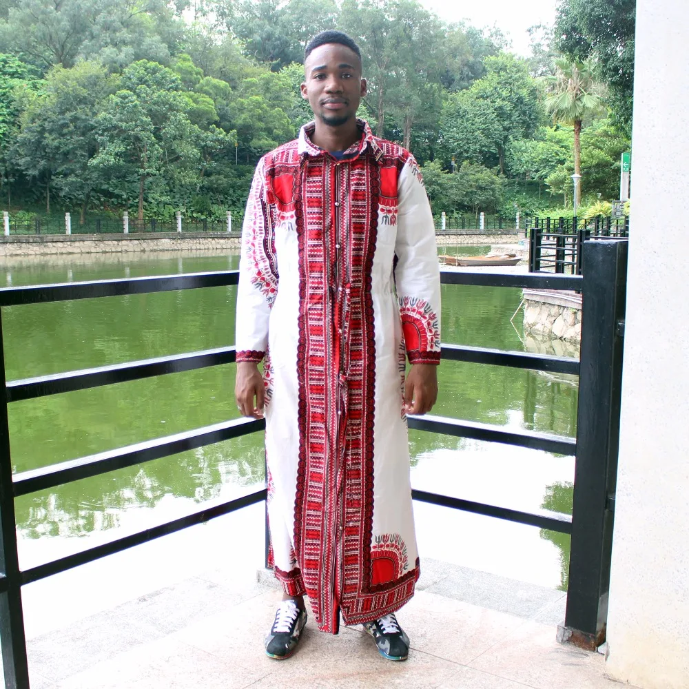 Dashikiage Унисекс Новая мода Базен длинная рубашка Африканский кафтан с длинным рукавом Дашики пояс