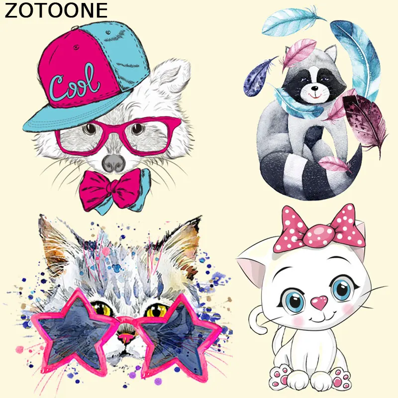 ZOTOONE милый Кот патч термонаклейки для одежды уровень стираемые наклейки