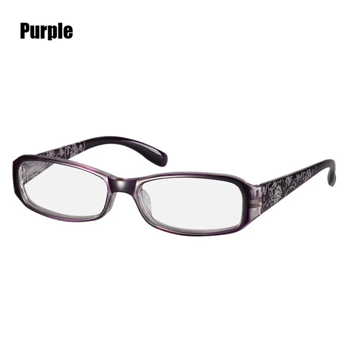 purple 1 шт., лидер продаж, очки для чтения с цветочным принтом, смоляные очки для мужчин и женщин, футляр для очков, очки для дальнозоркости+ 1,0~+ 4,0 - Цвет оправы: purple
