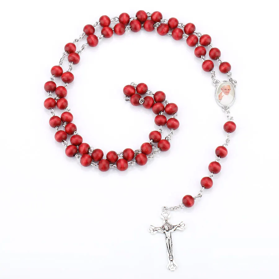 8 мм красные бусины Крест Новое поступление Религиозные ожерелья Полимерная