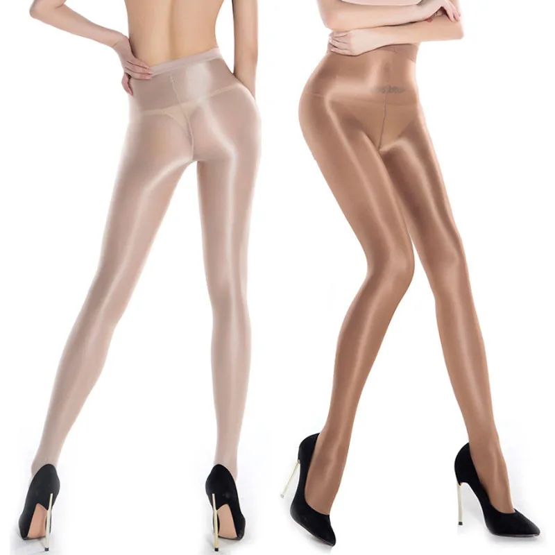 

2019 Sexy women shine glossy thigh high stockings 70D oil flashing medias ladies pantyhose collant Ladies Tights Stocking Hot