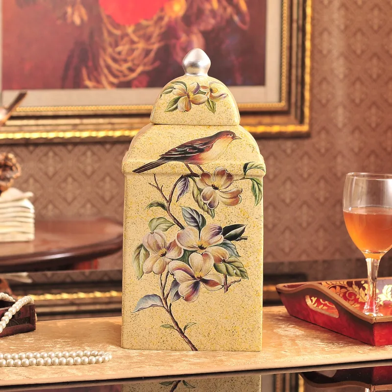 Стильная Дворцовая квадратная банка Расписанная в керамическом горшке домашняя