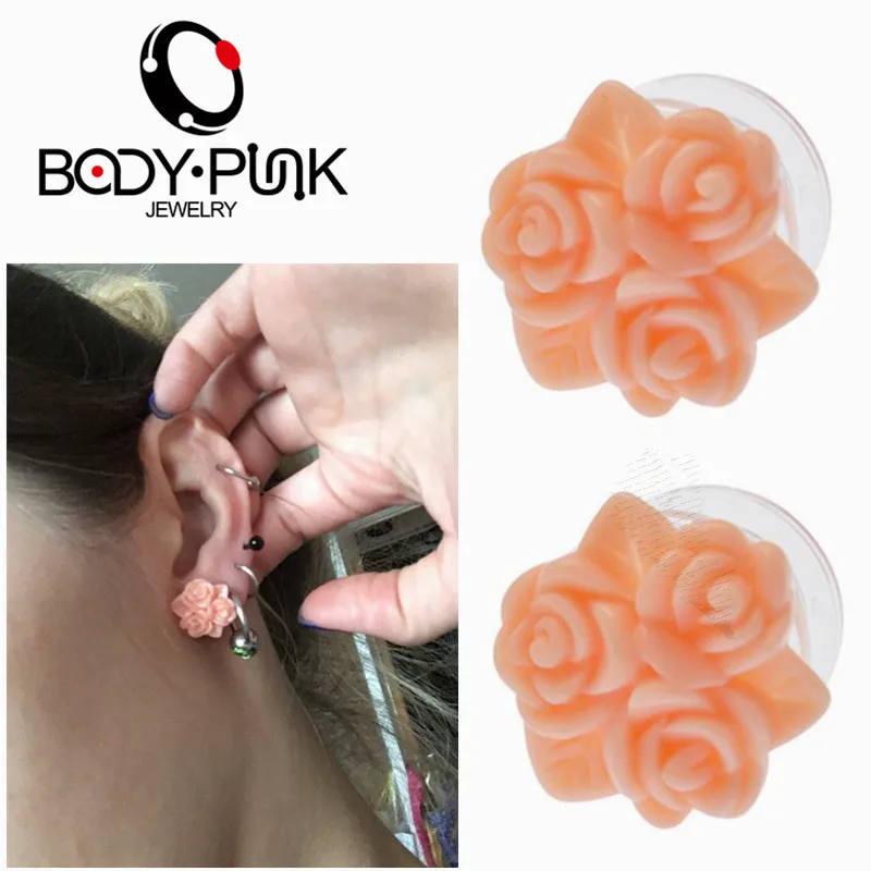 BODY PUNK расширители для ушей модные для ушей серьги-гвоздики 1 пара Arcylic вспышки пробки телесный Туннель беруши пирсинг ювелирные изделия 3-16 мм PLG 084