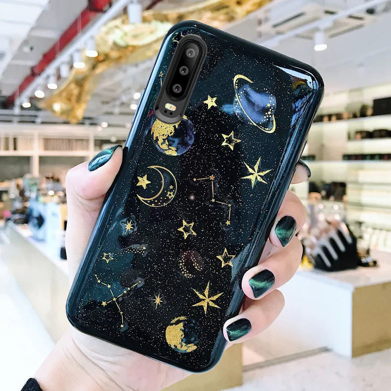 Блестящий блестящий чехол из ТПУ с изображением Луны планеты для Samsung Galaxy A30S