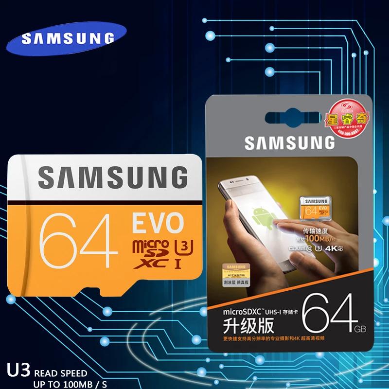 Samsung новый evo карты памяти 16 ГБ/32 ГБ/sdhc 64 ГБ/128 ГБ/256 ГБ/sdxc tf флэш micro sd uhs i class10 c10 u3