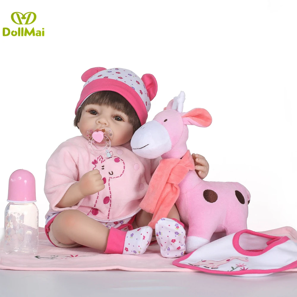 22&quotgirl doll reborn babies silicone vinyl children toy pink blanket real cute bebe alive dolls | Игрушки и хобби