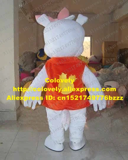 Яркий белый кролик костюм-талисман Mascotte Jackrabbit Lepus Hare для взрослых с большим