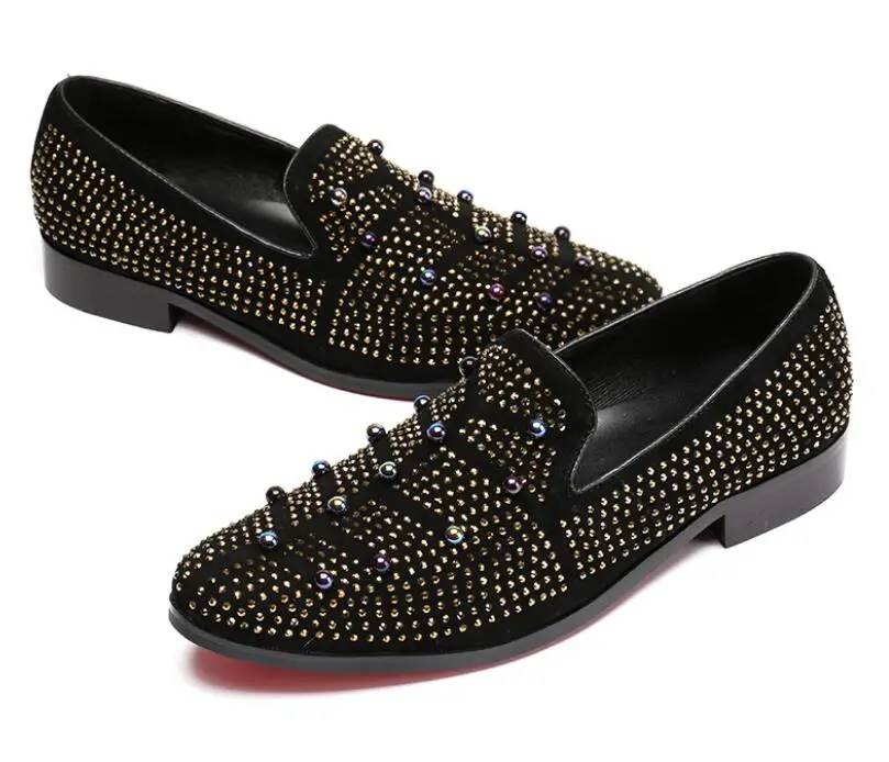 Новинка С шипами в форме одуванчиков кожаные туфли на плоской подошве Стразы