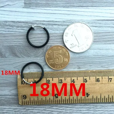 black 18mm 2 шт унисекс панк клипсы на ухо без пирсинга без отверстия Поддельные тела нос губы кольца ювелирные изделия серьги для женщин мужчин золото серебро - Окраска металла: black 18mm