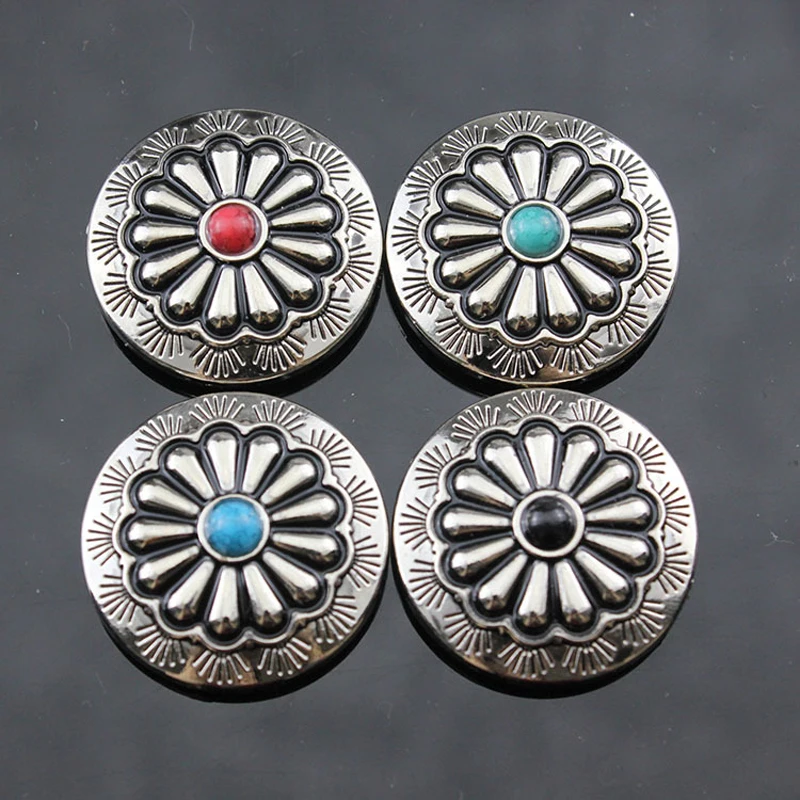 

30mm DIY leather craft wallet belt bag decoration screws button floral fake stone design 5pcs/lot