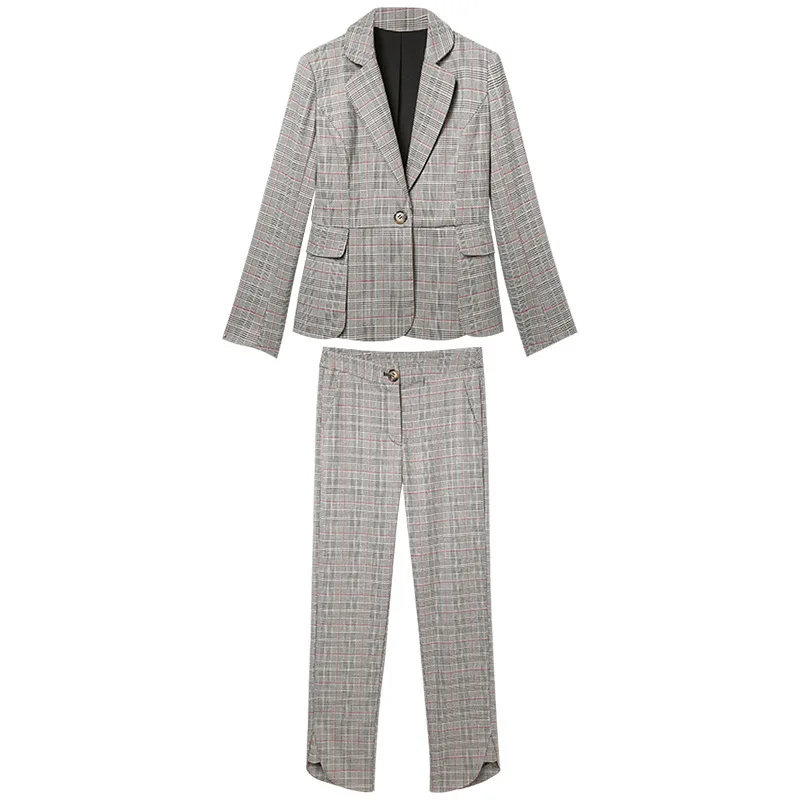 

Women Clothes Suit Jacket Female Temperament Lattice New Korean Version of Autumn Temperament Fashion Suit Suit Female